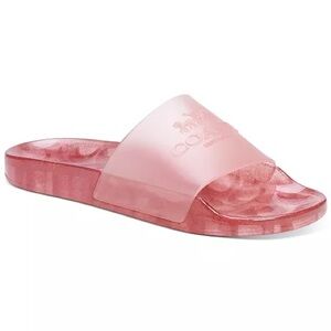 Coach Women's Pink Sparkle Slide Sandals  Ulyssa Jelly Pool Slides glitter